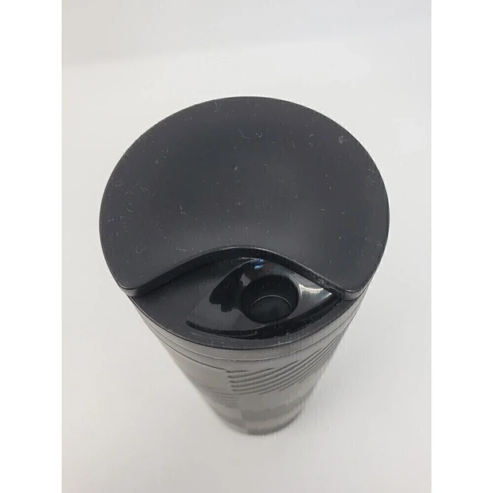 STARBUCKS MATTE BLACK CHECKERBOARD TEXTURED TRAVEL MUG COFFEE BEVERAGE 2012